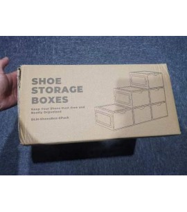 Delamu 6PK Clear Hard Plastic Stackable Shoe Boxes with Lids. 1500Packs. EXW Los Angeles